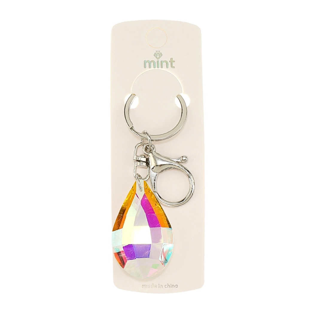 JK47436-Iridescent Crystal Teardrop Keychain