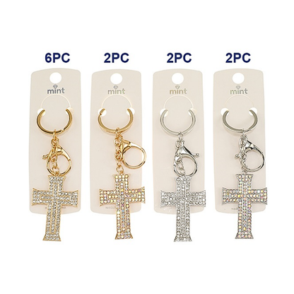 JK48026-Rhinestone Cross Keychain