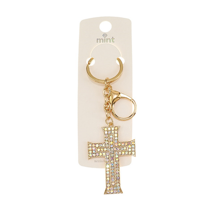 JK48026-Rhinestone Cross Keychain