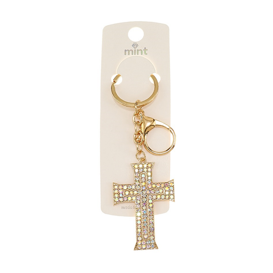 JK48026 - Rhinestone Cross Keychain