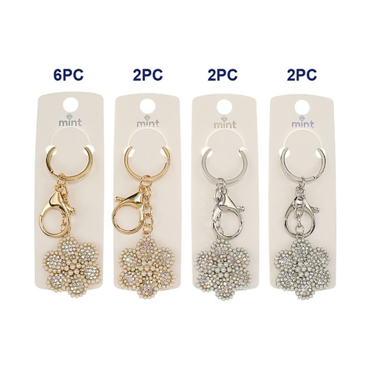 JK48027 - Rhinestone Pearl Cluster Flower Keychain