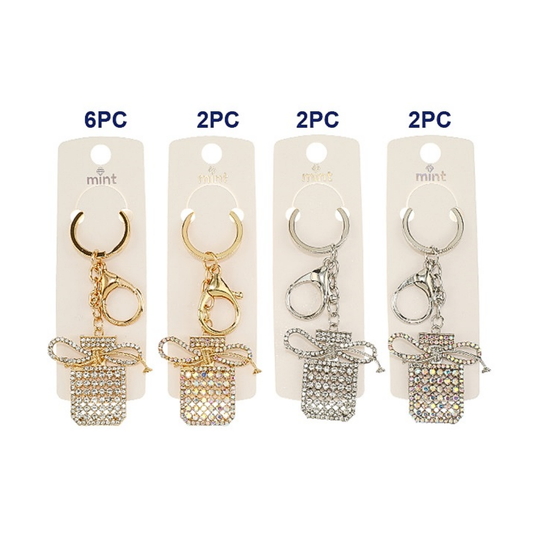 JK48028 - Rhinestone Perfume Bow Keychain