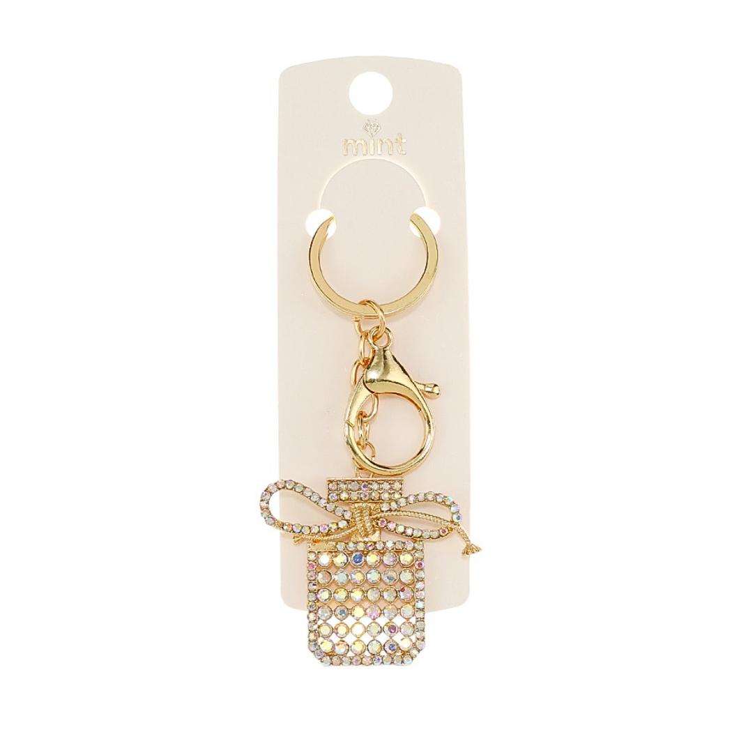 JK48028 - Rhinestone Perfume Bow Keychain