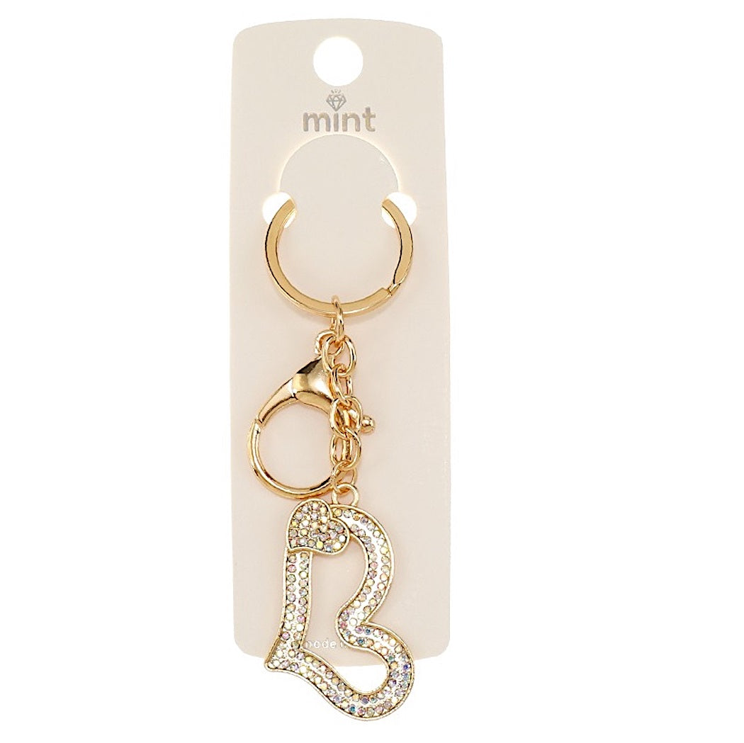 JK48032 - Rhinestone Heart Cutout Keychain