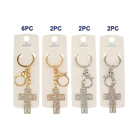 JK48034 - Rhinestone Cross Keychain