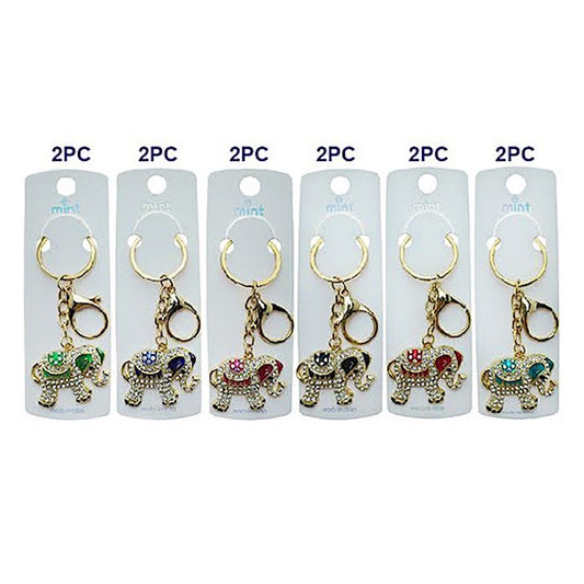Rhinestone Elephant Keychain