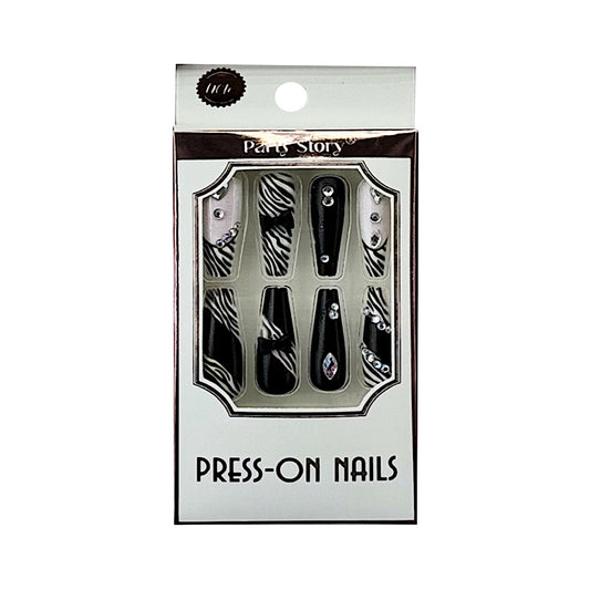 NA064 - Long Coffin Art Press On Nails