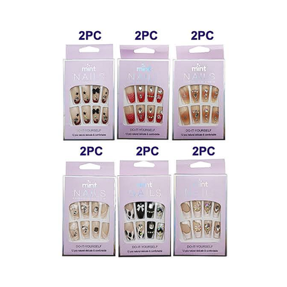 NA072 - Medium Coffin Rhinestone Art Press On Nails