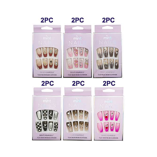 NA074 - Medium Coffin Rhinestone Art Press On Nails