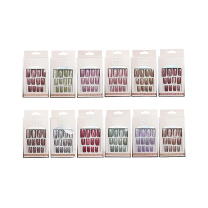 NA086 - Medium Square Cats Eye Press On Nails