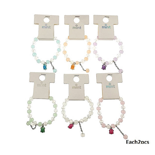 Turtle Charm Bead Stretch Bracelet