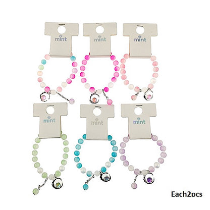 Moon Charm Bead Stretch Bracelet