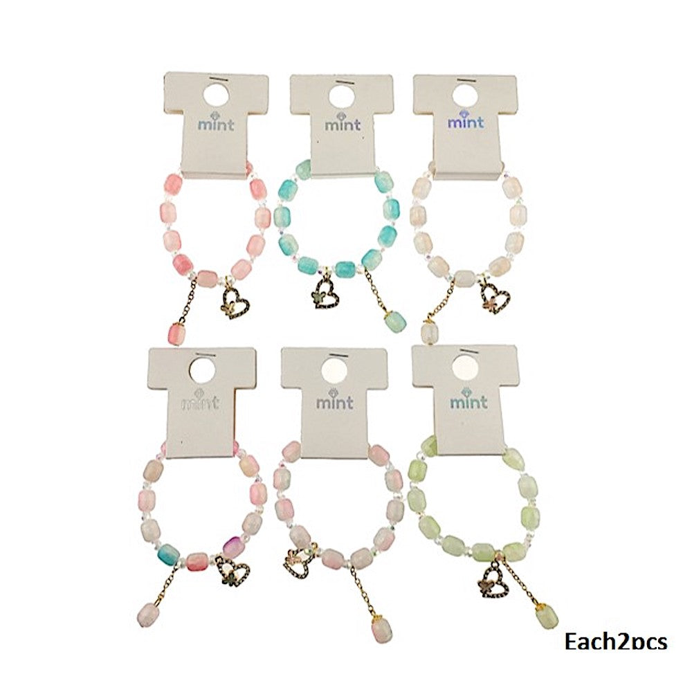 Heart Charm Dangle Bead Bracelet