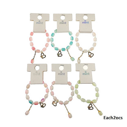 Heart Charm Dangle Bead Bracelet