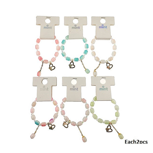 Heart Charm Dangle Bead Bracelet