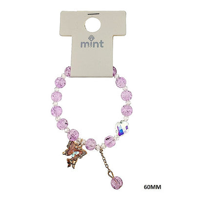 Butterfly Charm Crackled Bead Bracelet