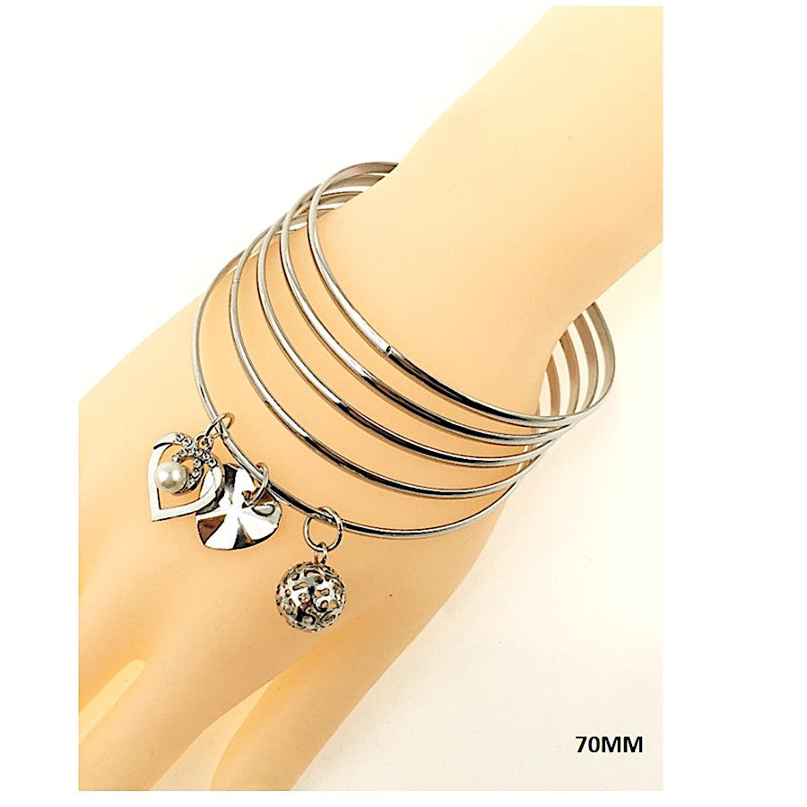 Heart Charm Bangle Bracelet