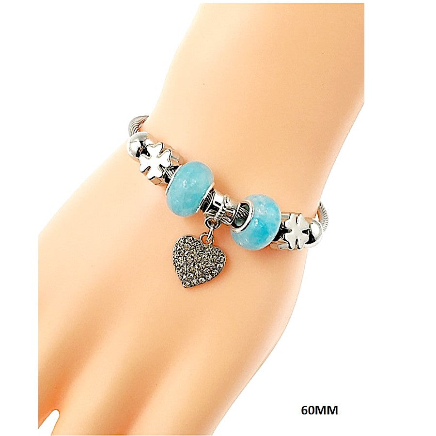 SB144 - Rhinestone Heart Charm Bracelet