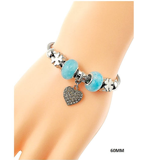 SB144 - Rhinestone Heart Charm Bracelet