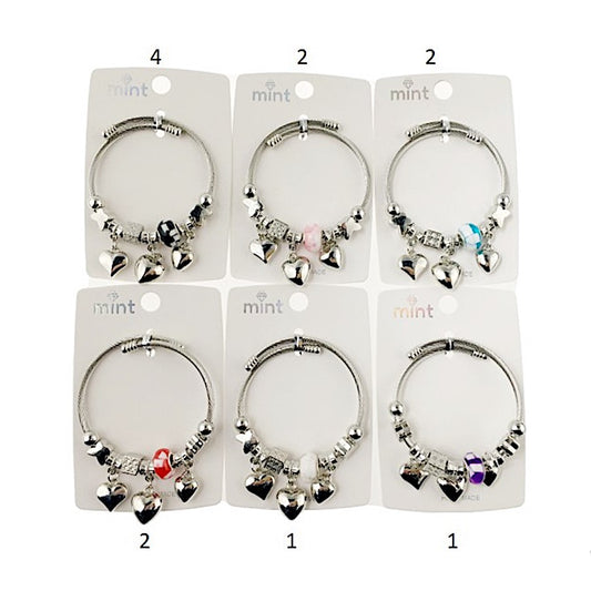 SB154 - Bubble Heart Charm Bracelet