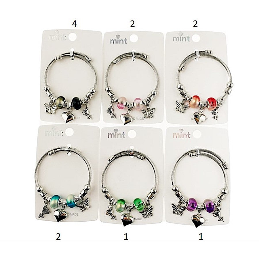 SB159 - Heart Butterfly Charm Bracelet