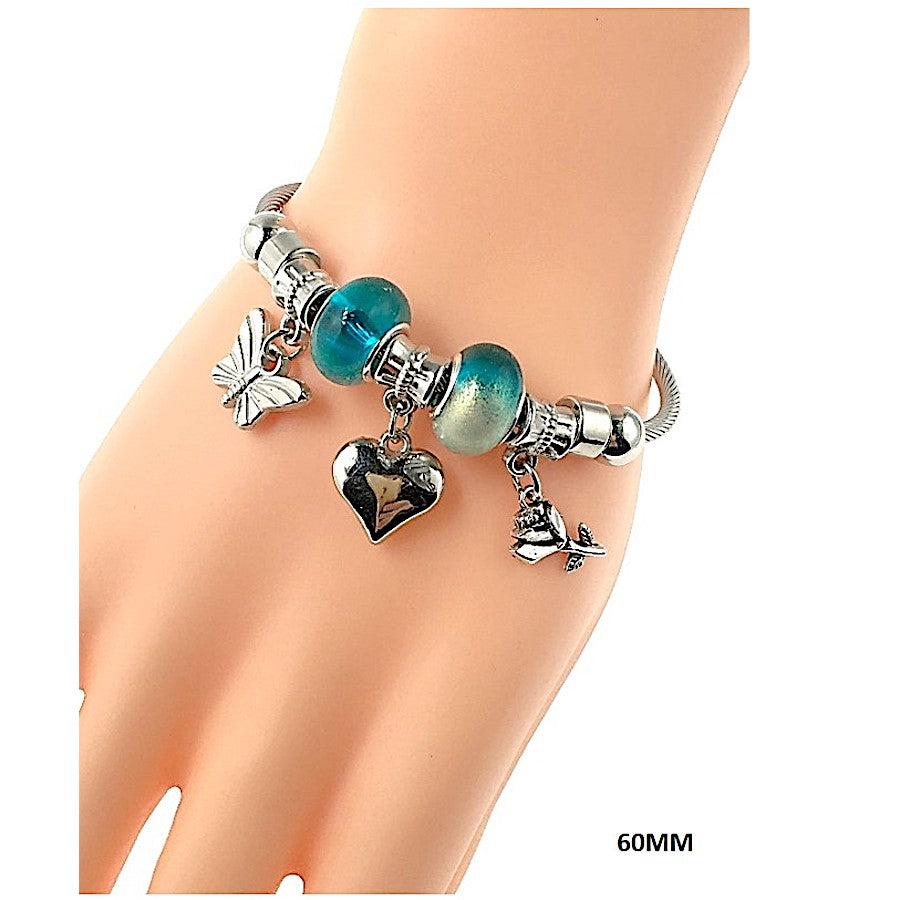 SB159 - Heart Butterfly Charm Bracelet