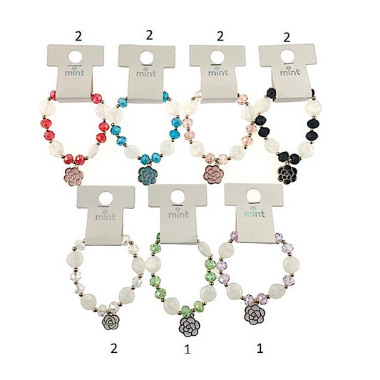 SB171 - Enamel Flower Bead Stretch Bracelet
