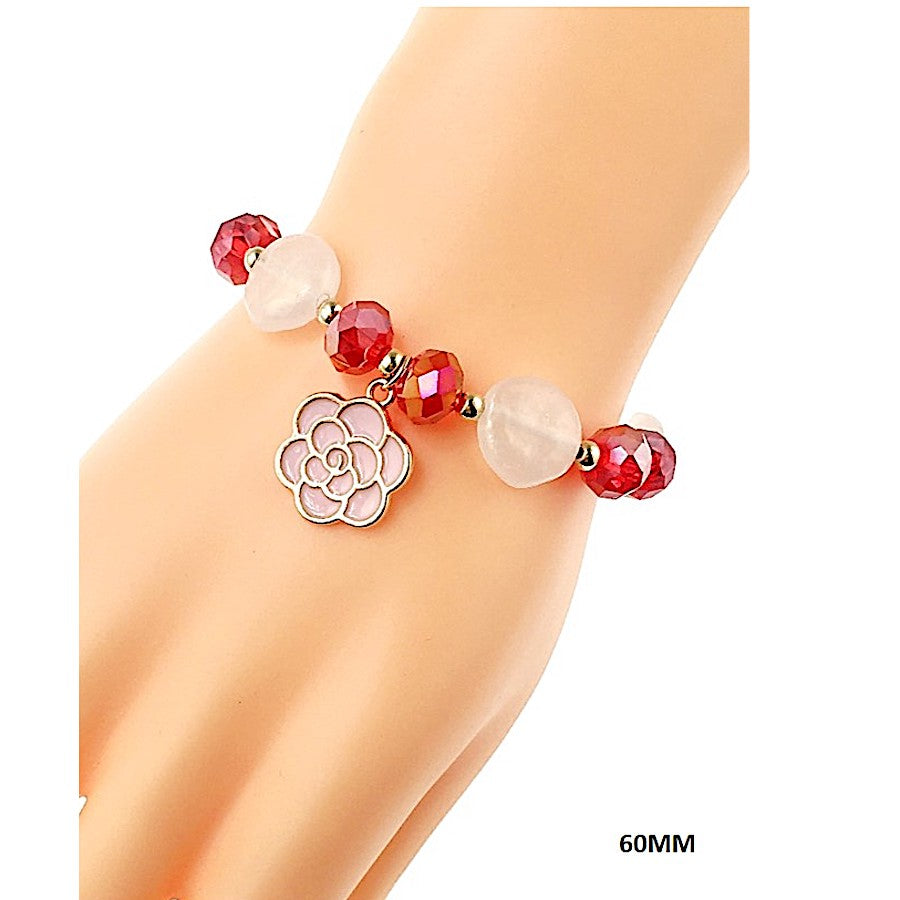 SB171 - Enamel Flower Bead Stretch Bracelet