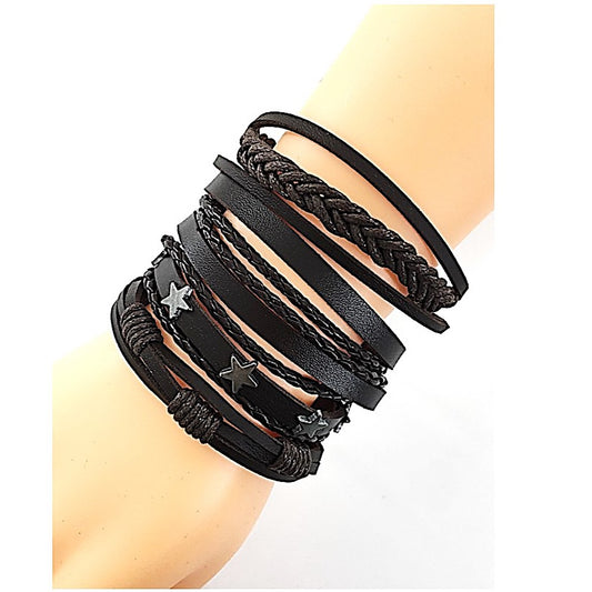 Star Studded Adjustable Leather Bracelet