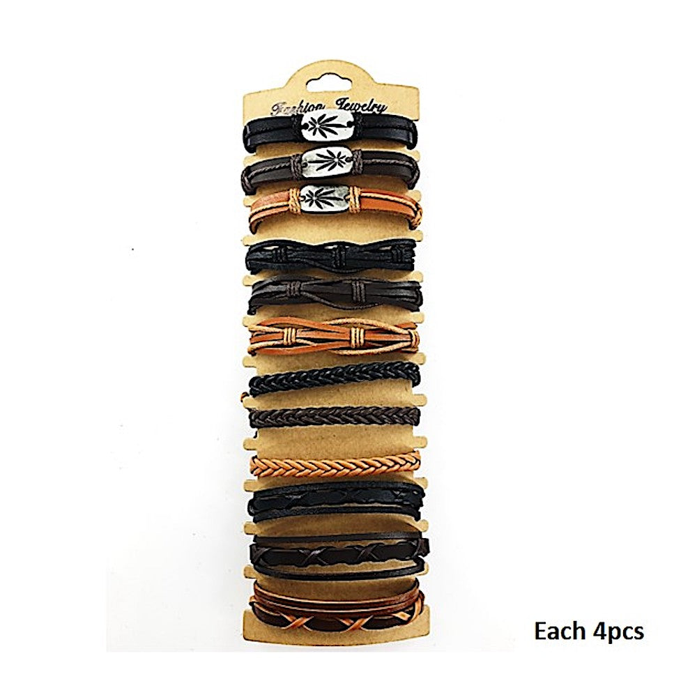Marijuana Leaf Adjustable Leather Bracelet