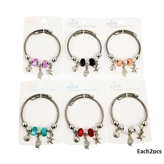 SB267 - Seashell Starfish Charm Bracelet