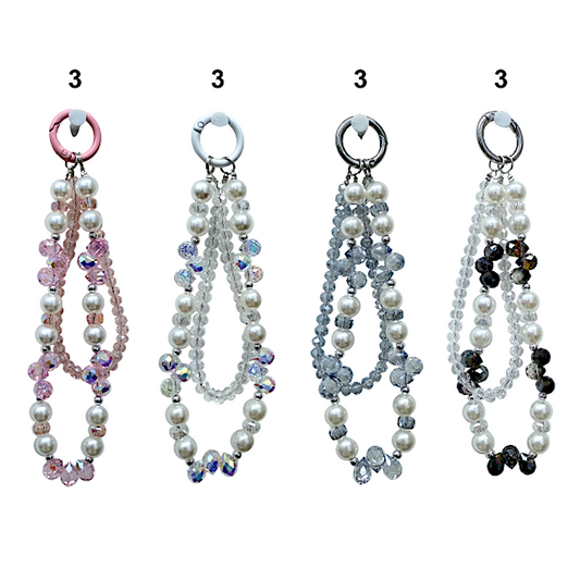 SB220 - Crystal & Pearl Phone Charm Strap Keychain