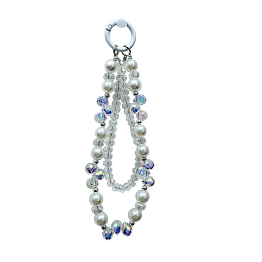 SB220 - Crystal & Pearl Phone Charm Strap Keychain