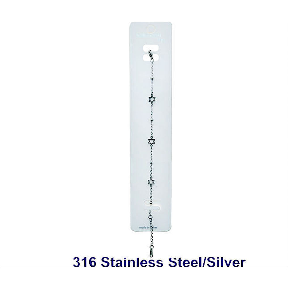 Stainless Steel Star Of David Chain Bracelet