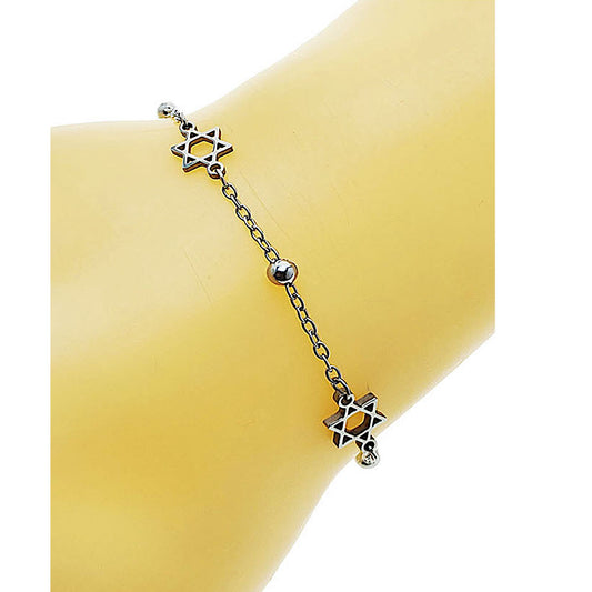 Stainless Steel Star Of David Chain Bracelet