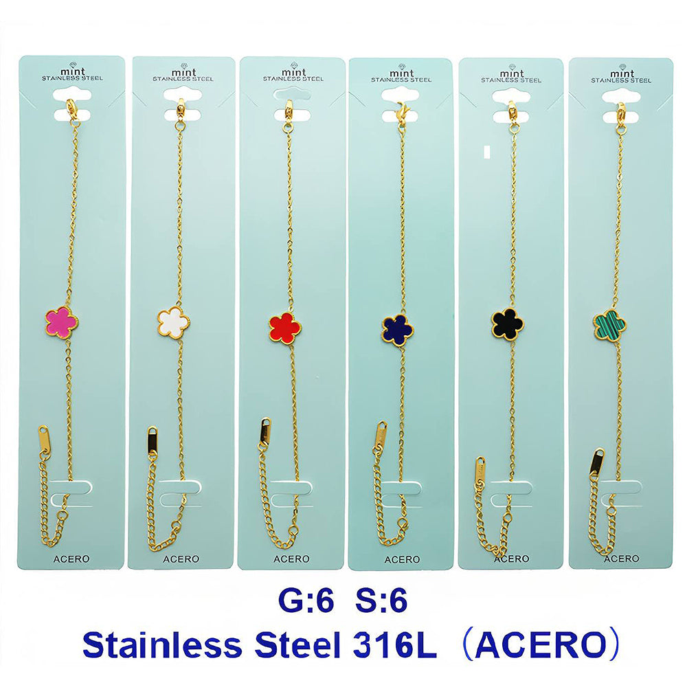 Stainless Steel Flower Charm Bracelet