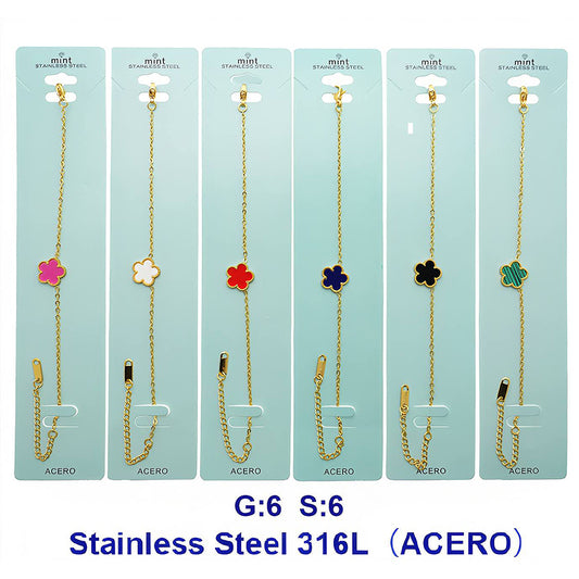 Stainless Steel Flower Charm Bracelet