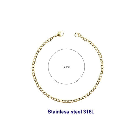 Stainless Steel 8MM Gold Chain Bracelet