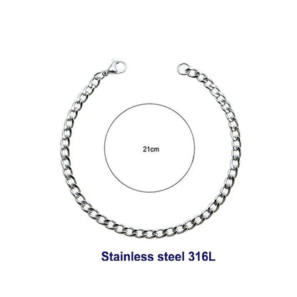 Stainless Steel 12MM Silver Chain Bracelet