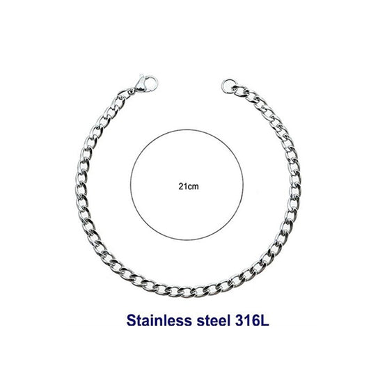Stainless Steel 12MM Silver Chain Bracelet