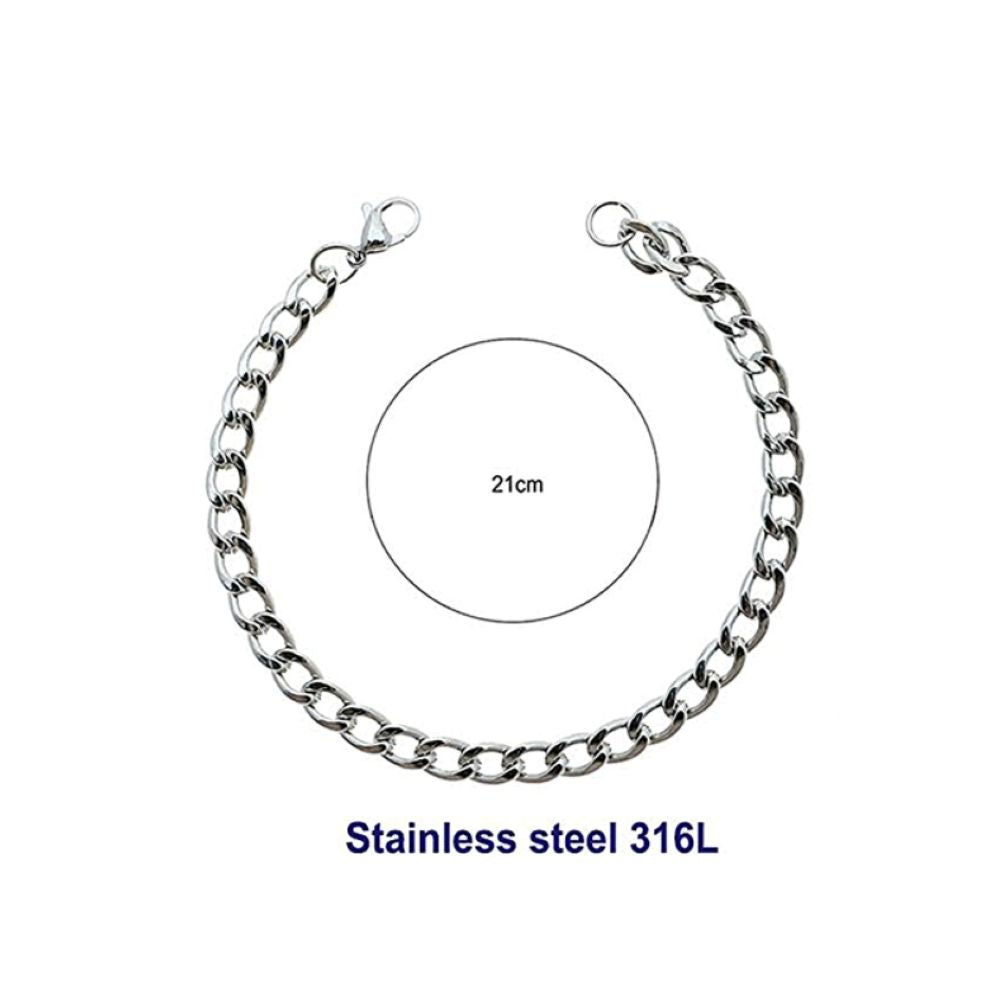Stainless Steel 16MM Silver Chain Bracelet