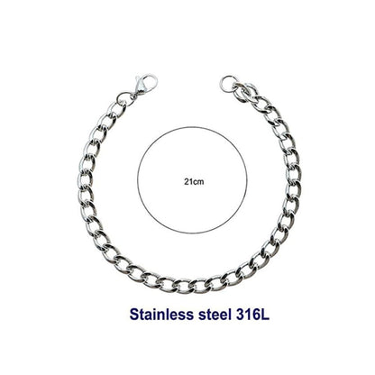 Stainless Steel 16MM Silver Chain Bracelet