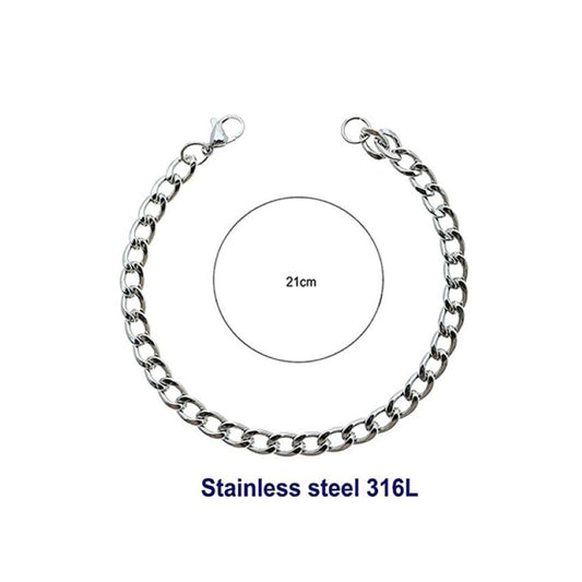 Stainless Steel 16MM Silver Chain Bracelet
