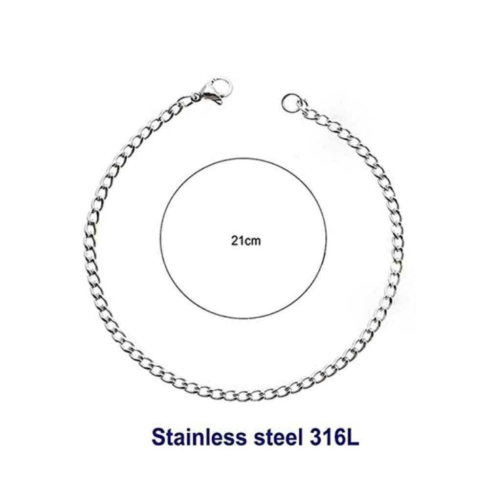 Stainless Steel 8MM Silver Chain Bracelet