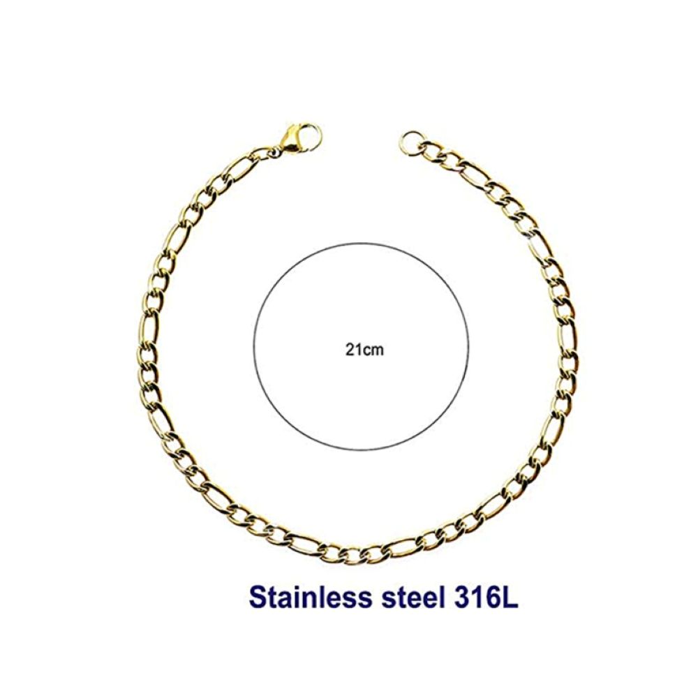 Stainless Steel 10MM Gold Figaro Chain Bracelet