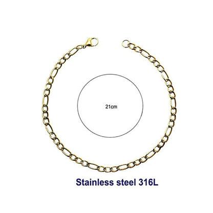 Stainless Steel 10MM Gold Figaro Chain Bracelet