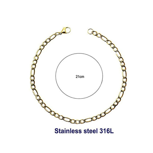 Stainless Steel 10MM Gold Figaro Chain Bracelet