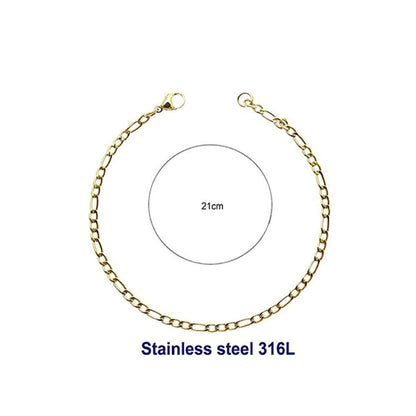 Stainless Steel 8MM Gold Figaro Chain Bracelet