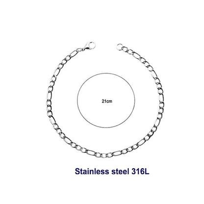Stainless Steel 10MM Silver Figaro Chain Bracelet