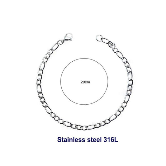 Stainless Steel 12MM Silver Figaro Chain Bracelet